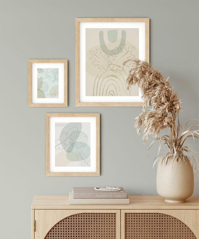 Boho Abstract Botanical Printable Wall Art, Set of 3 Digital Prints - Image 2