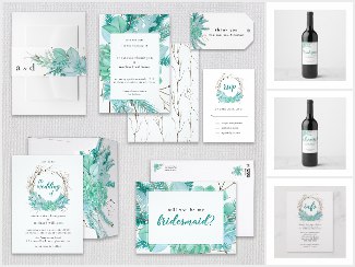 Watercolor Succulents & Twigs Wedding Collection on Zazzle