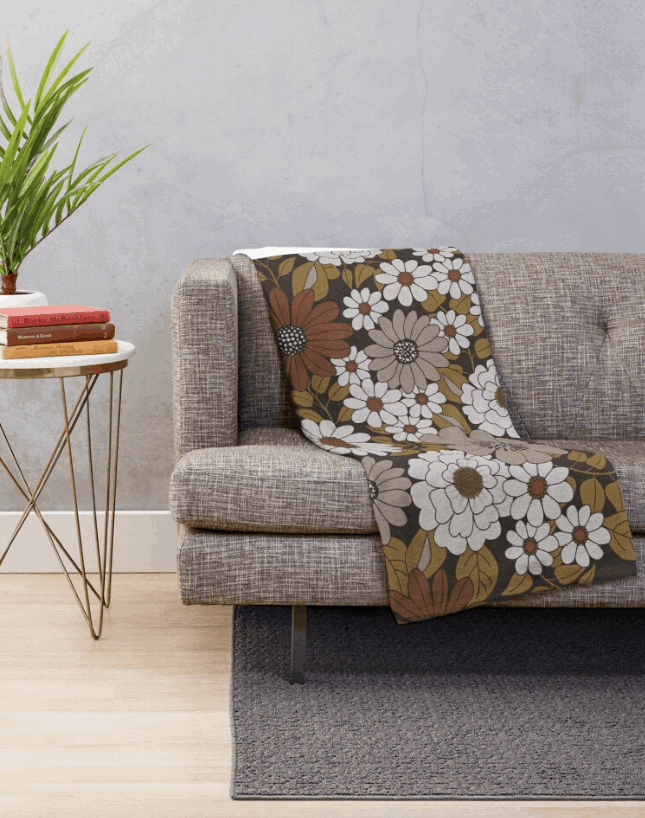 Brown, Orange, and Ivory Retro Flower Pattern on Redbubble
