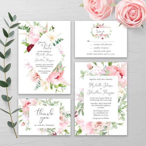 Pink Watercolor Floral Wedding Invitation - Eyestigmatic Design