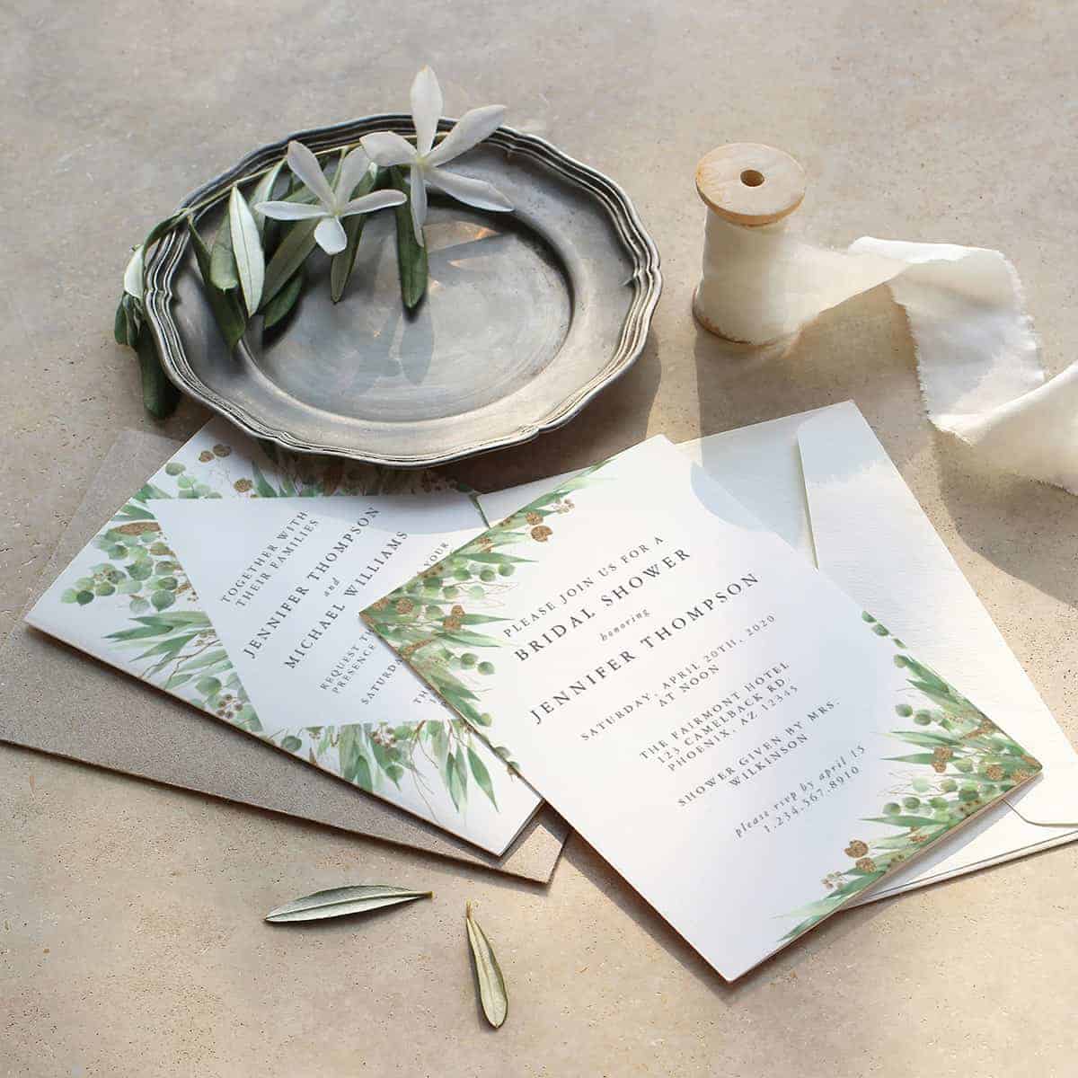 Green Eucalyptus Watercolor Wedding Collection on Zazzle