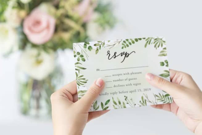 Green Leaf Watercolor Wedding RSVP Card - Eyestigmatic Design