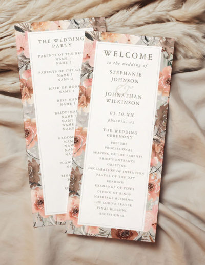 Autumn Watercolor Boho Wedding Program