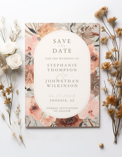 Autumn Watercolor Boho Wedding Save the Date Invitation