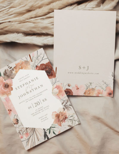 Autumn Watercolor Boho Floral Wedding Invitation