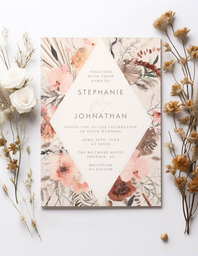 Autumn Watercolor Boho Floral Wedding Invitation