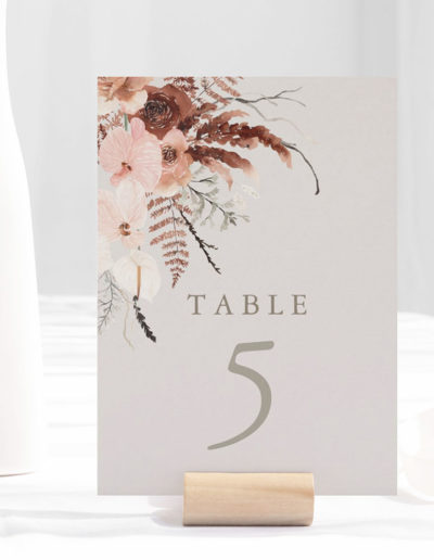 Autumn Watercolor Boho Wedding Table Number