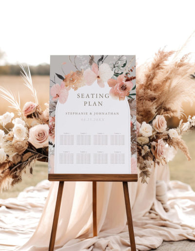 Autumn Watercolor Boho Wedding Seating Plan Foam Board