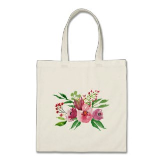Pink and Red Watercolor Flower Tote Bag