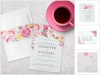 Pink Peony Watercolor Wedding Collection