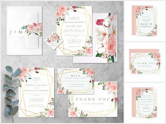 Peach & Pink Watercolor Floral Wedding Collection