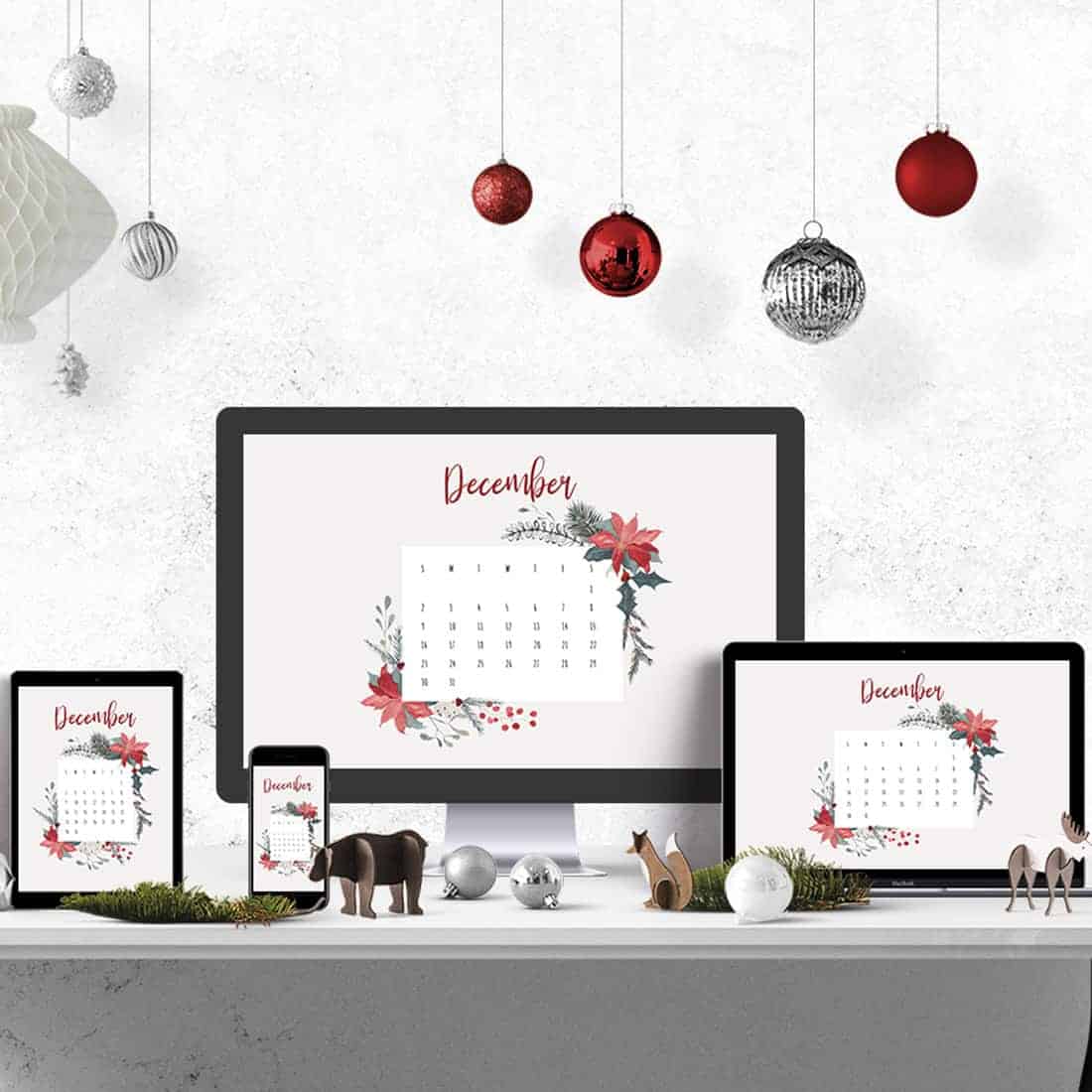 Free December 2018 Calendar Wallpaper – Instant Download
