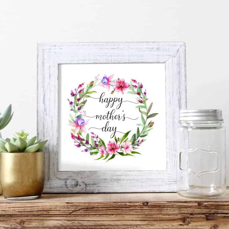 Free Printable Happy Mother’s Day Floral Wreath