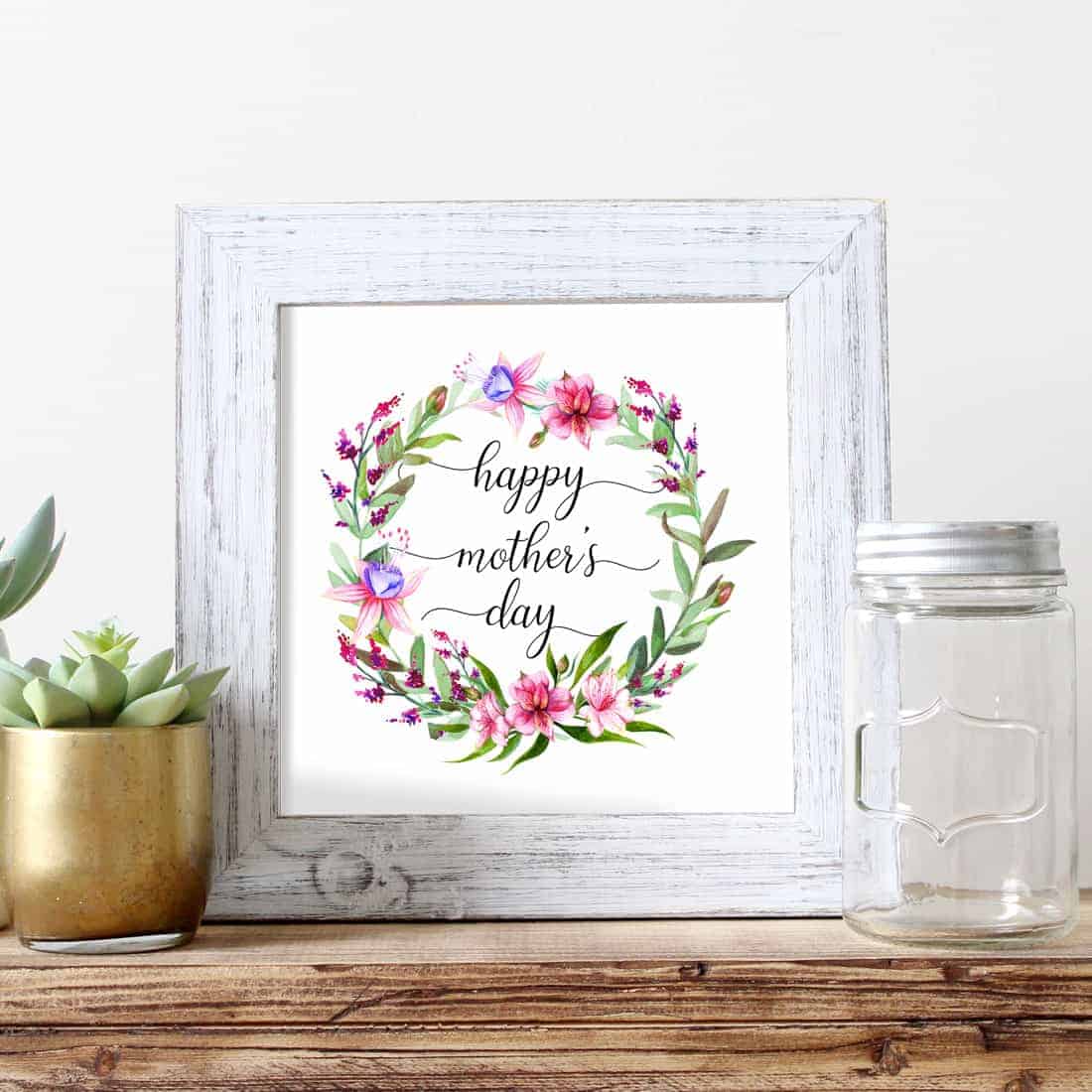 Free Printable Happy Mother’s Day Floral Wreath