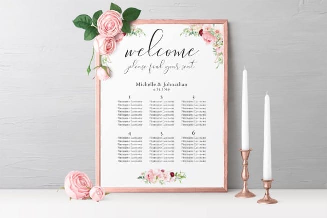 Pink Watercolor Floral Wedding Seating Chart - Eyestigmatic Design