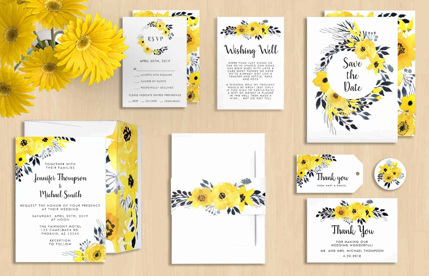 Yellow Flower Wedding Invitations on Zazzle - watercolor wedding invitations - zazzle wedding invitations