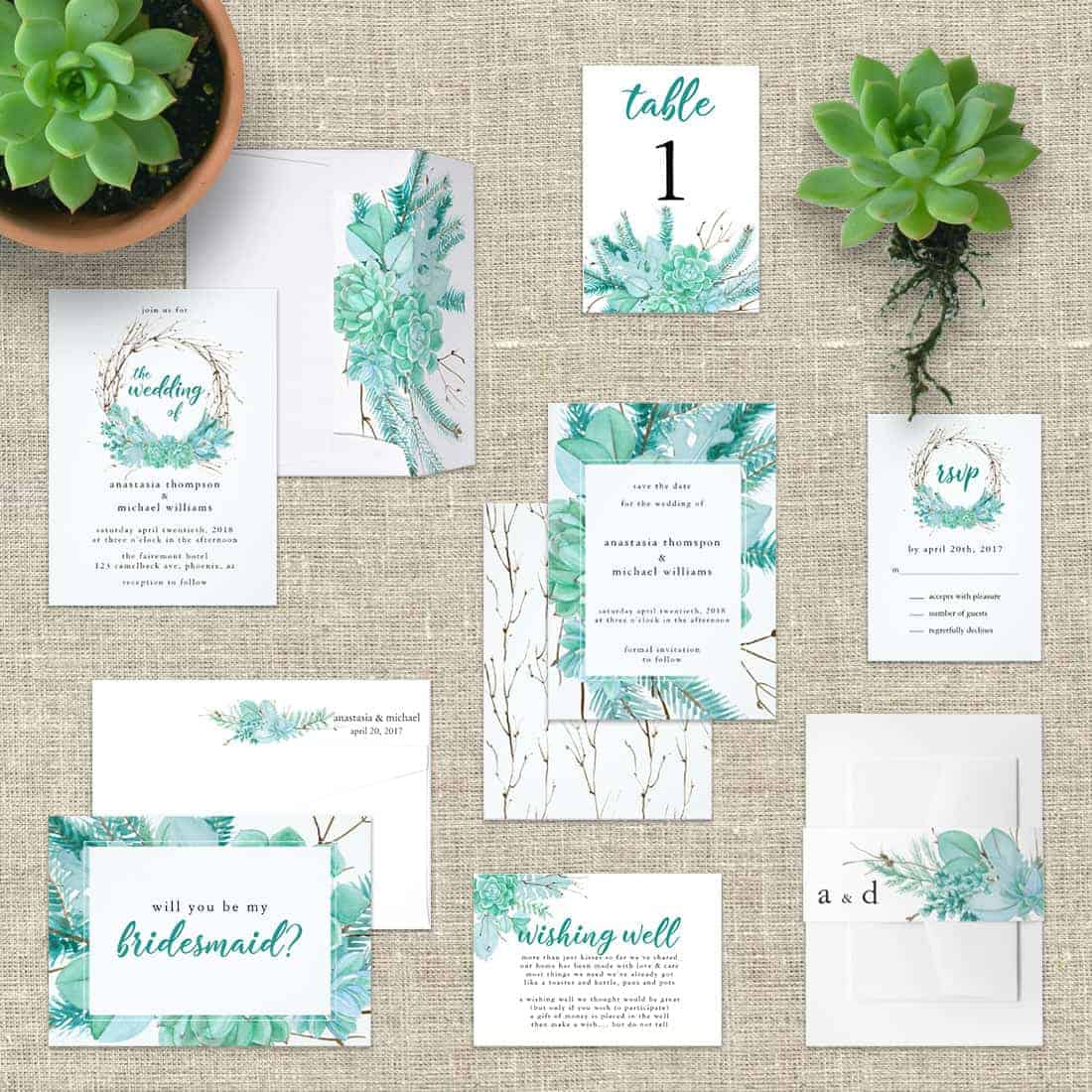 New Watercolor Succulents Wedding Collection on Zazzle