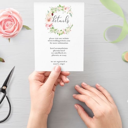 Pink Watercolor Floral Wedding Info Card - Eyestigmatic Design