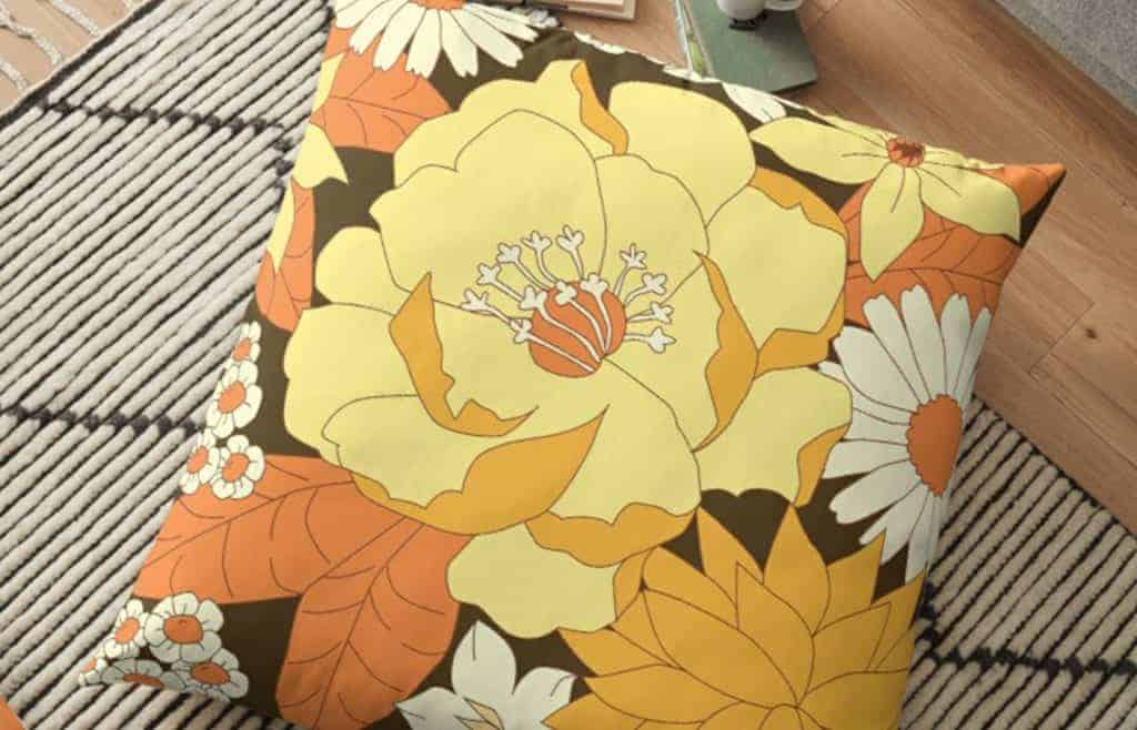 Yellow, Orange and Brown Vintage Floral Pattern on Redbubble